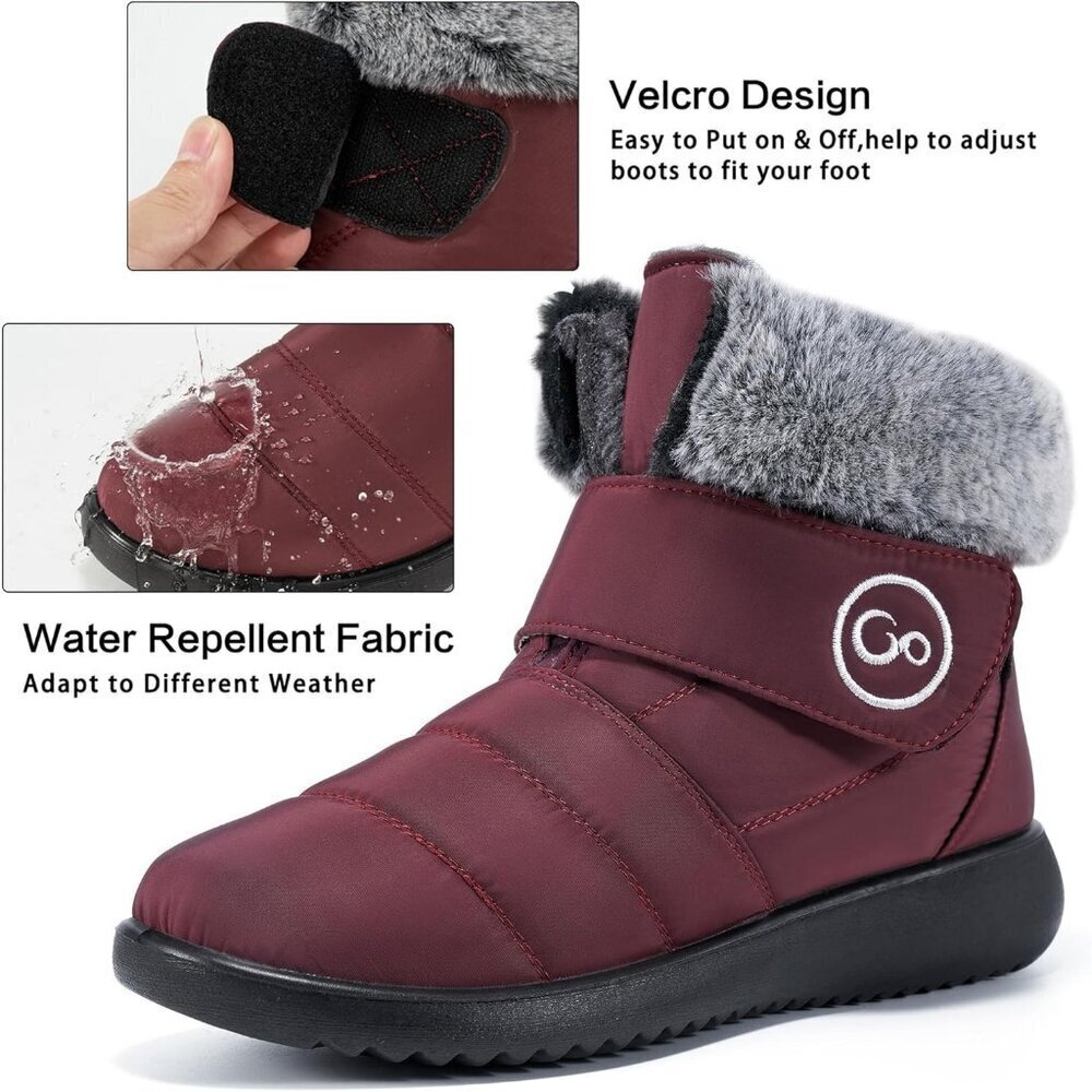 Womens Red Winter Snow Boots Comfortable Warm Waterproof Non Slip - Picture 4 of 6
